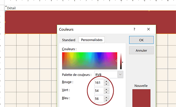 Personnaliser la couleur de fond dans un formulaire Access par les composantes rouge, vert et bleu