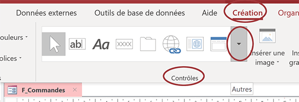 Ajouter des contrôles indépendants sur le formulaire Access