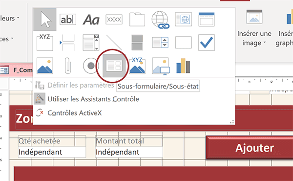 Ajouter un sous formulaire de détail dans le formulaires des commandes Access