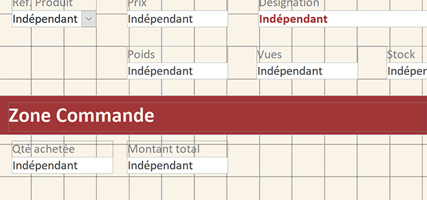 Conception de la zone de commande du formulaire Access