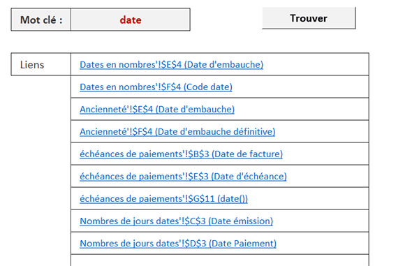 Liens hypertextes de recherches dans tout le classeur en VBA Excel
