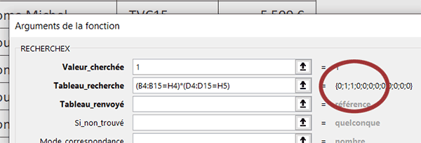 Matrices conditionnelles recoupées, fonction Excel RechercheX