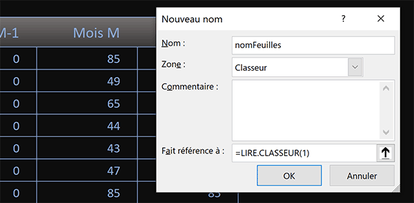 Fonction de macro Excel pour lister les noms des feuilles du classeur