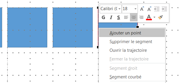 Modifier points ancrage avec tangentes sur objets dessin Powerpoint