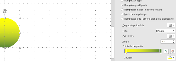 Dégradé personnalisé sur forme de dessin géométrique dans Powerpoint