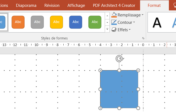 Ruban format pour modifier les formes géométriques de dessin Powerpoint