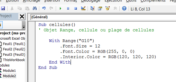 Instruction With VBA Excel pour optimiser le code