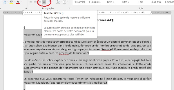 Répartir et équilibrer le texte sur la largeur de la page