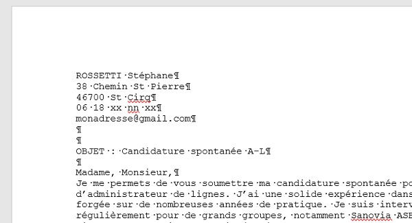 Texte récupéré dans Word sans mise en forme