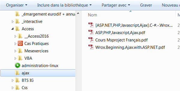 Contenu des dossiers et sous dossiers dans explorateur Windows