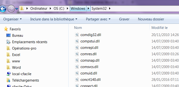 Emplacement des dll, librairies de code pour fonctionnement des programmes