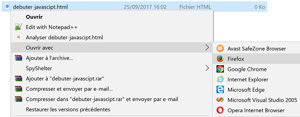 Ouvrir une page Web Html avec le navigateur de son choix