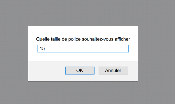 Boîte de dialogue avec zone de saisie utilisateur en Javascript pour page Web Html