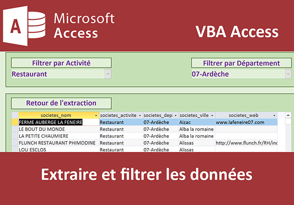 Filtrer et extraire les données Access au choix dans liste déroulante par le code VBA