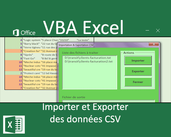 Importation et exportation de données en VBA Excel