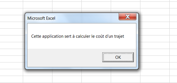 Boîte de dialogue MsgBox VBA Excel