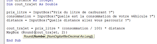 Fonction VBA Round pour réduire le nombre de décimales