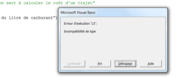 Variable mal typée, incompatibilité de type