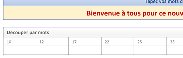 Calcul Excel pour repérer la position de tous les espacs dans une chaîne de texte