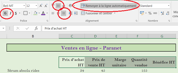 Formater un texte trop long sur plusieurs lignes dans tableau Excel