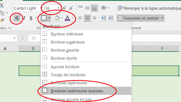 Mise en forme texte avec ruban accueil pour tableau Excel