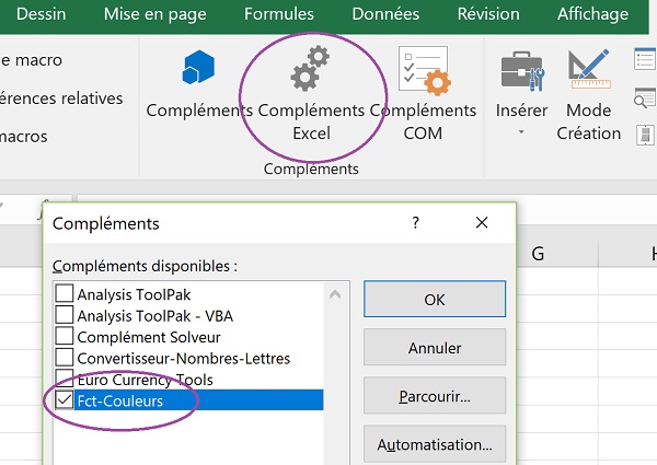 Ajouter référence au complément Excel pour exploiter les fonctions de calcul conditionnelle VBA partout et tout le temps