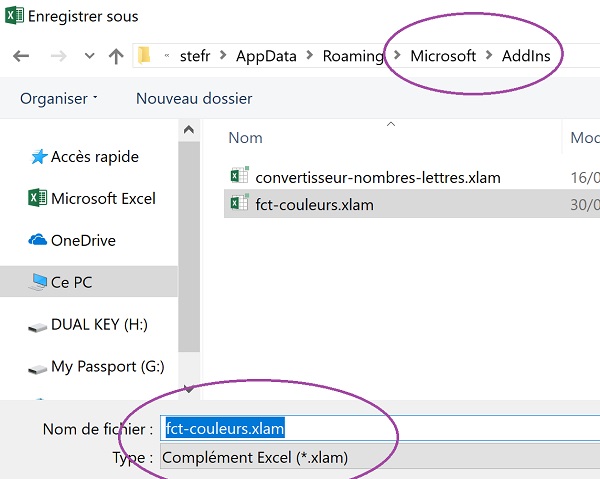 Classeur Excel comme complément xlam pour enregistrer les fonctions VBA pour tous les classeurs