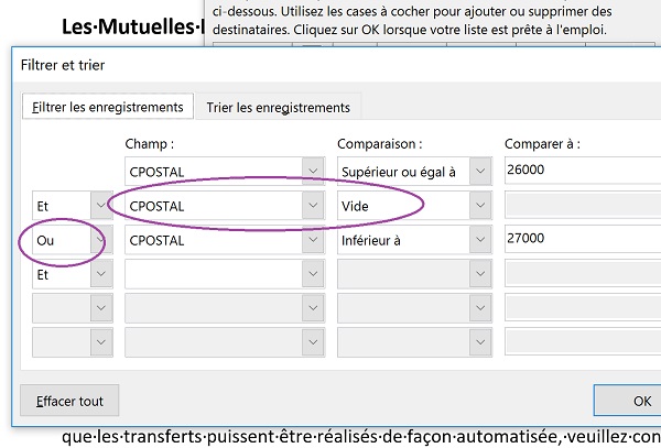 Souci de requête désorganisée lors de la fusion par le publipostage Word avec une base de données Access