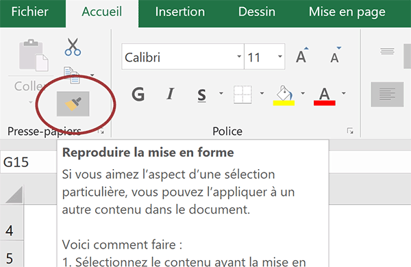 Reproduire une règle de format dynamique avec le pinceau Excel