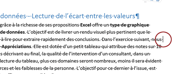 Déplacer automatiquement le curseur de la souris en fin de ligne par le code VBA Word