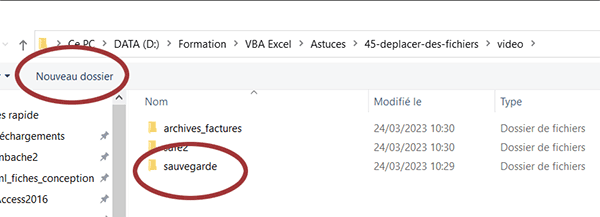 Créer un nouveau dossier pour déplacer des fichiers en VBA Excel