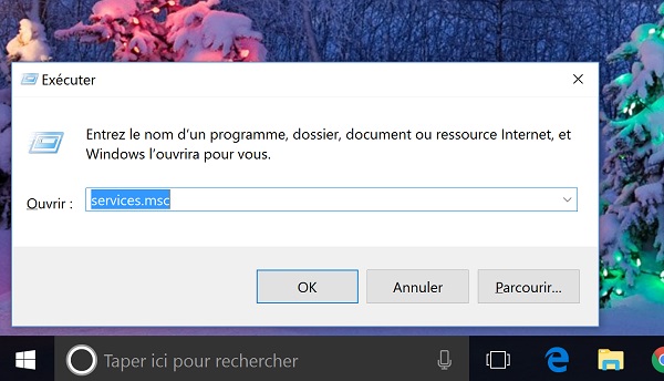 Ligne de commande par raccourci clavier pour afficher les services Windows