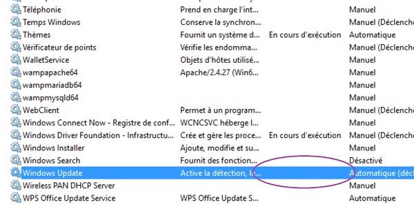 Service de mise à jour Windows Update désactivé automatiquement par tâche planifiée et script de commande