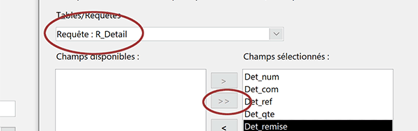Utiliser tous les champs de la requête comme source de données du sous formulaire Access