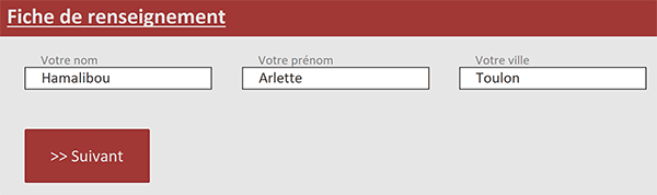 Formulaire inscription Access avec zones de textes disponibles seulement après validation des saisies