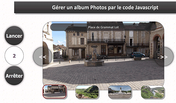 Diaporama Internet de photos automatisé par le code Javascript
