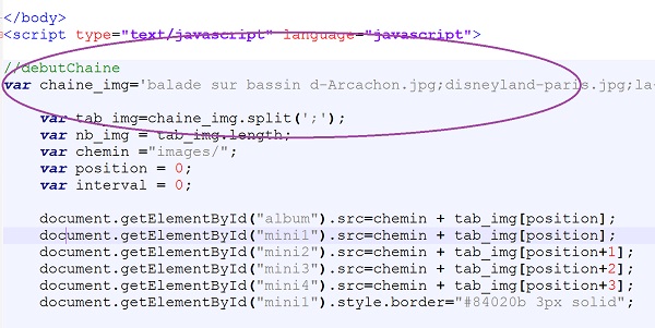 Instructions du fichier HTML externe modifié par code Visual Basic Acces pour interactions et générations dynamiques