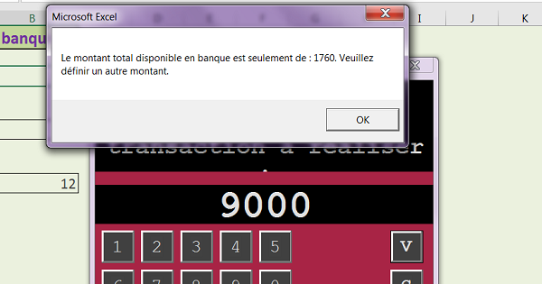 Simulation de distributeur automatique de billets avec formulaire VBA Excel