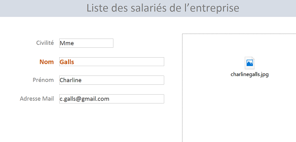 Photo incorporée comme objet image sur formulaire Access et reste invisible