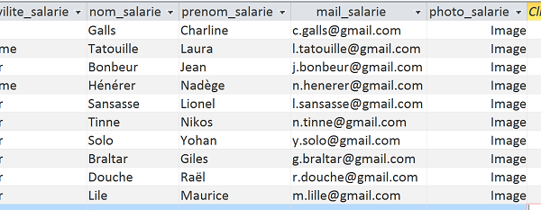 Photos insérées depuis formulaire Access incorporées en tant que objets images dans table