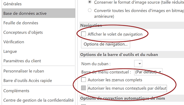 Verrouiller et protéger application Access en masquant les rubans et interdisant les menus contextuels