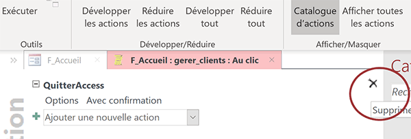 Supprimer une action de macro Access associée à un bouton pour la remplacer par une autre