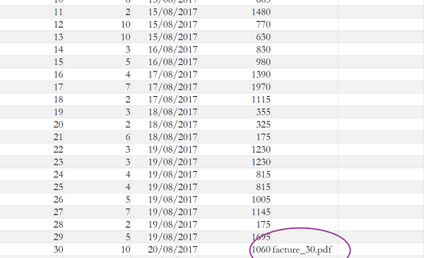 Facture PDF client archivée en base de données, attachée à la commande par le code VBA Access