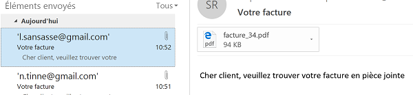 Mail envoyé au client avec en pièce jointe sa facture par le code Visual Basic Access