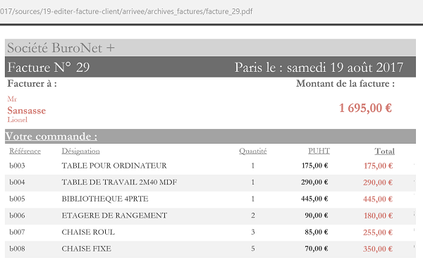 Facture client Access éditée et archivée au format PDF par code Visual Basic