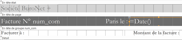 En-tête de groupe état Access pour afficher titres de la facture client