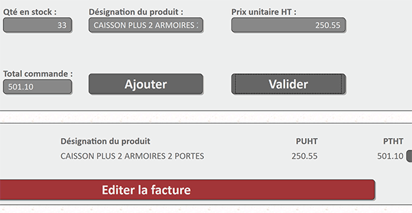 Création dynamique bouton Html à validation commande pour éditer facture en PDF