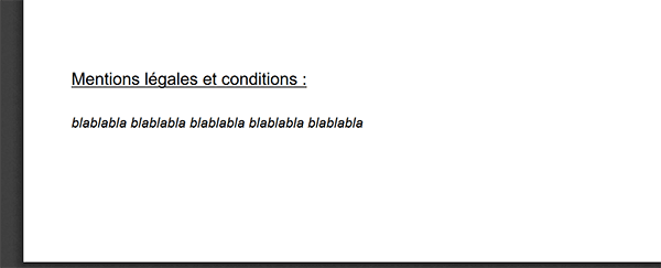 Pied de page de la facture client au format PDF créée par le code PHP