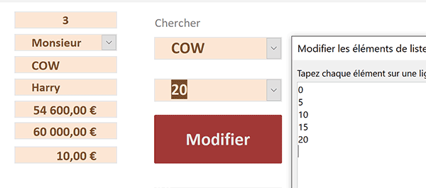 Modifier les éléments de la liste déroulante sur un formulaire Access en exécution