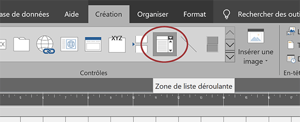 Créer une zone de liste déroulante sur un formulaire Access